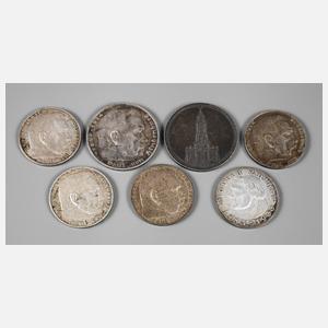 Sieben Münzen III. Reich