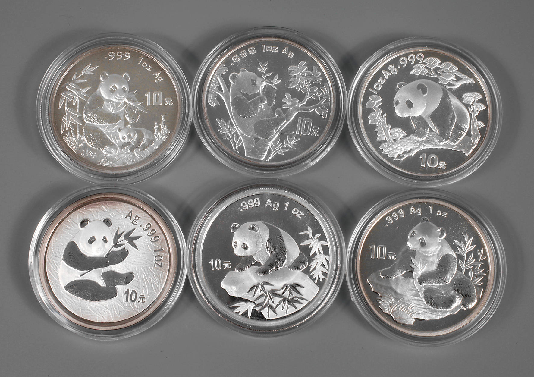 Sechs Silbermünzen China