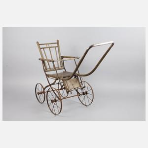 Kestner große Porzellankopfpuppe mit Puppenwagen