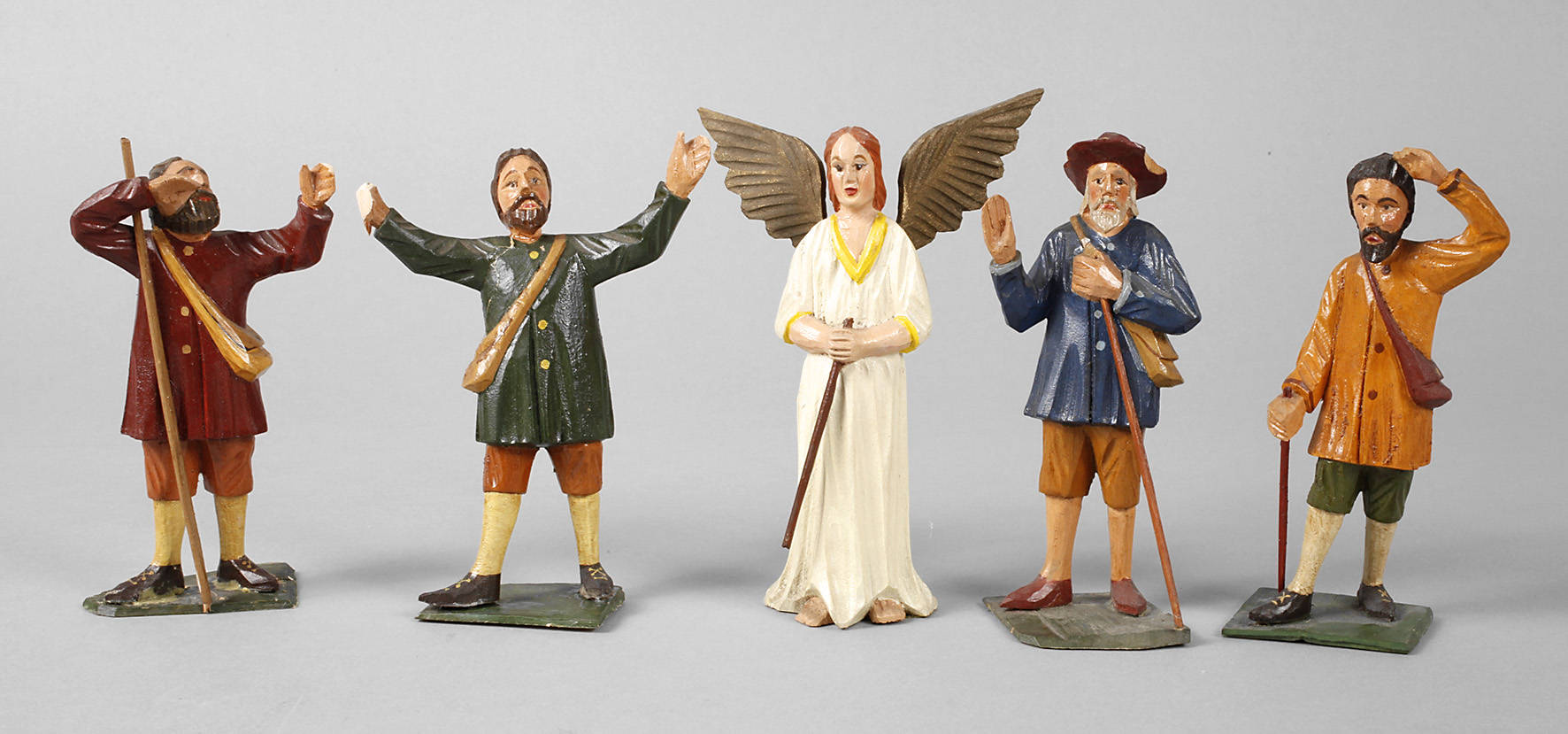 Fünf Krippenfiguren Erzgebirge