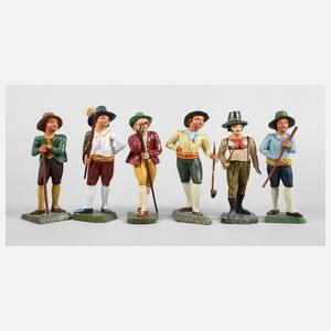 Sechs Krippenfiguren Erzgebirge