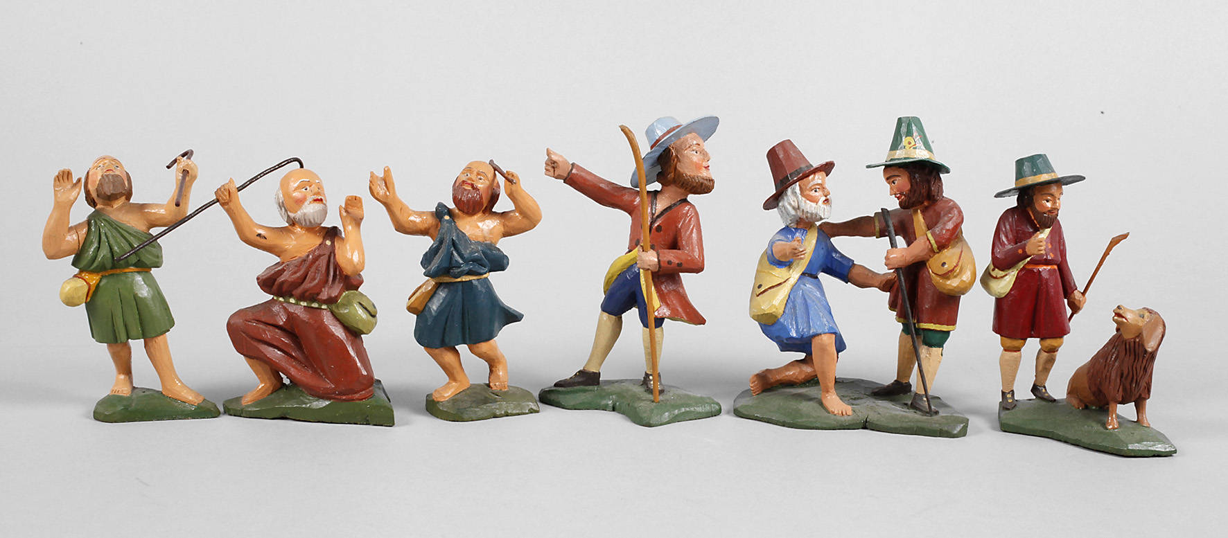Sechs Krippenfiguren Erzgebirge