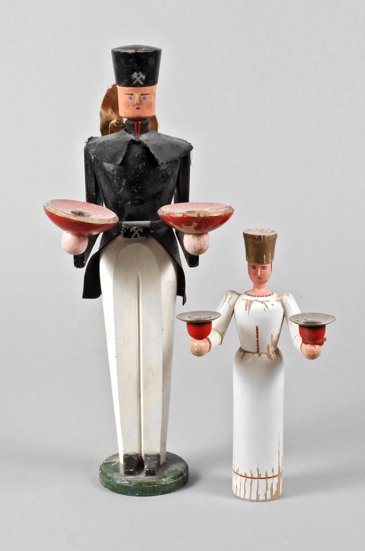 Zwei Lichterfiguren Erzgebirge