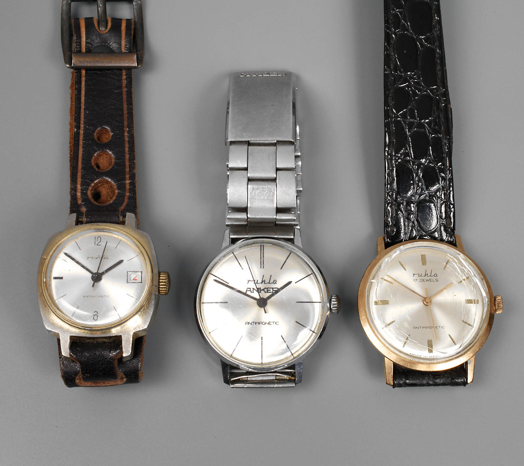 Drei Herrenarmbanduhren Ruhla