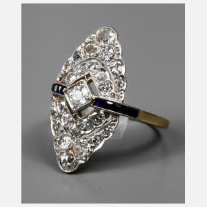 Damenring mit Brillanten und Saphiren