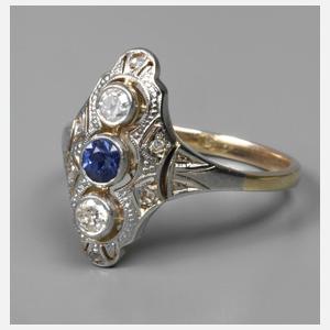 Damenring mit Saphir und Brillanten