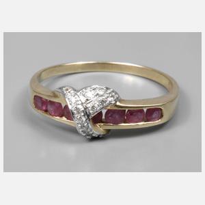 Damenring mit Rubinen und Diamanten