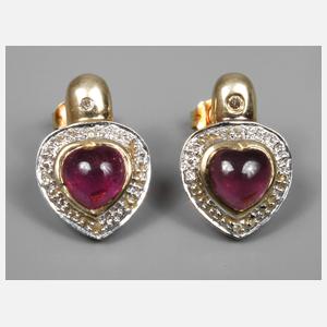Paar Ohrstecker mit Rubellitherzen