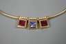Designcollier Rubelith, Tansanit und Brillanten
