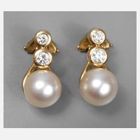 Paar Ohrclips mit Perlen und Brillanten111
