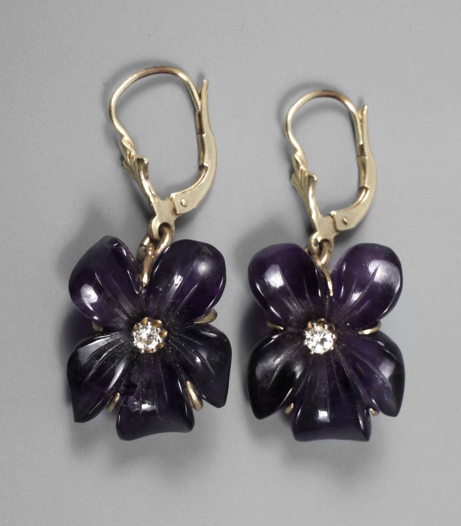 Paar Ohrhänger Amethyst mit Brillanten