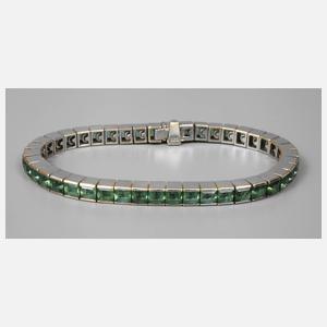 Tennisarmband mit Turmalinbesatz ca. 16 ct