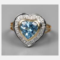 Damenring mit Blautopas und Diamanten111