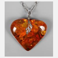 Großer Bernsteinanhänger an Silberkette111