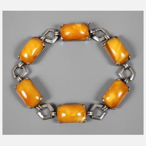 Silberarmband mit Bernsteinbesatz