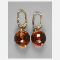 Paar Ohrhänger mit facettierten Bernsteinkugeln111