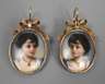 Paar Biedermeierohrhänger mit Porzellanmalerei