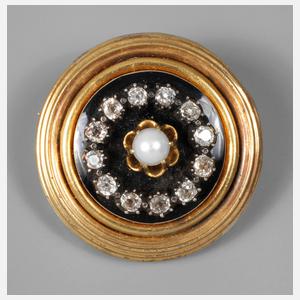 Biedermeierbrosche mit Perle und Diamanten