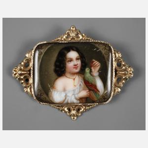 Brosche mit Porzellanminiatur