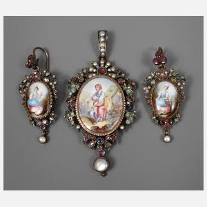 Feines Schmuckset mit Emailmalerei