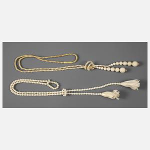 Zwei Knotenketten aus Elfenbein