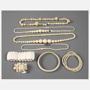 Konvolut Elfenbeinschmuck