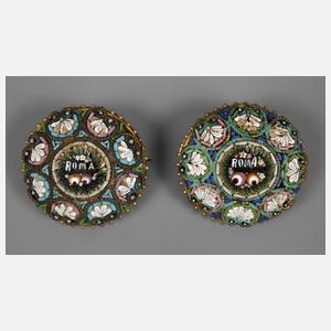 Paar Broschen Millefiori