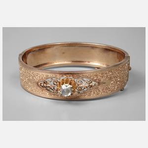 Historismusarmreif mit großer Diamantrose