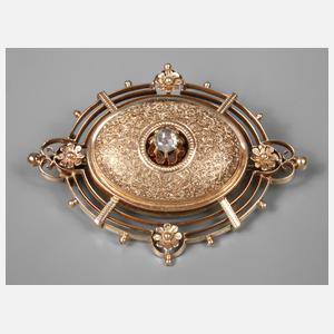 Historismusbrosche mit Diamantbesatz