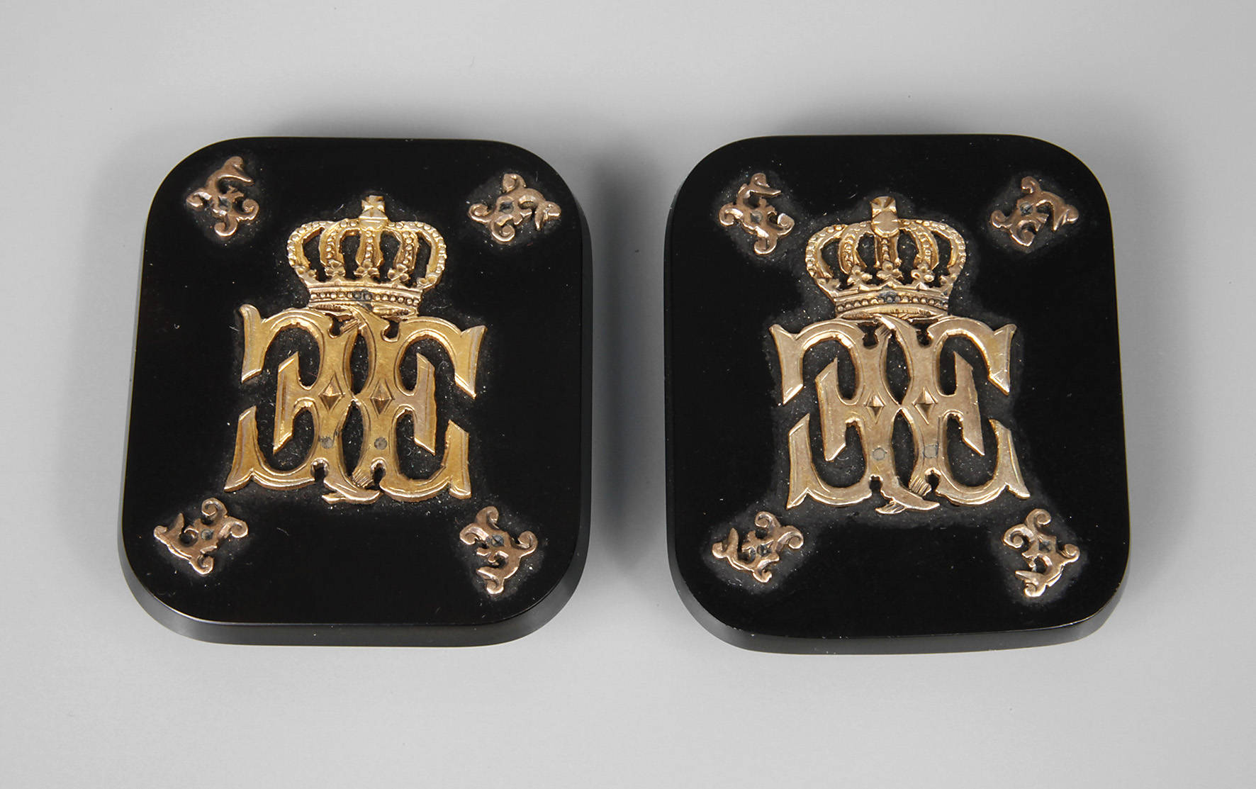 Paar Manschettenknöpfe Onyx mit Initialen