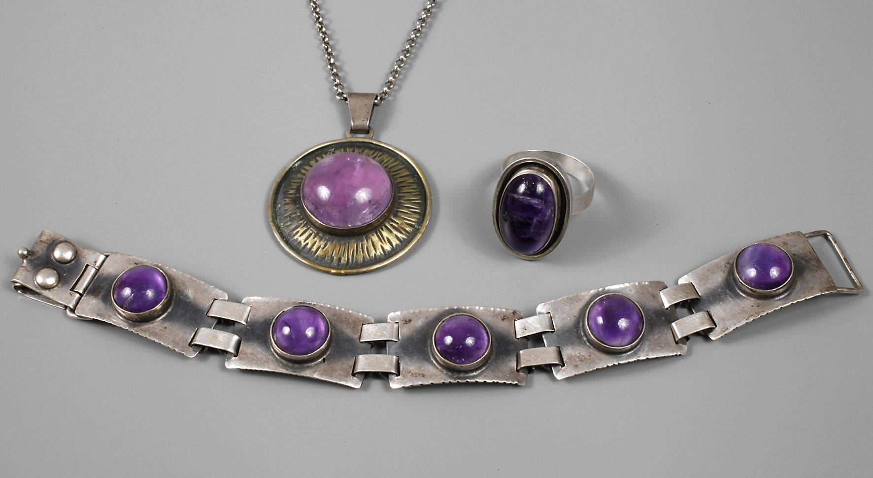 Georg Kramer, Konvolut Silberschmuck mit Amethyst