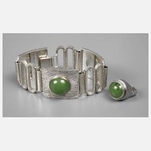 Schmuckset mit Chrysoprascabochons