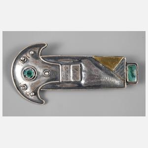 Silberbrosche mit Steinbesatz