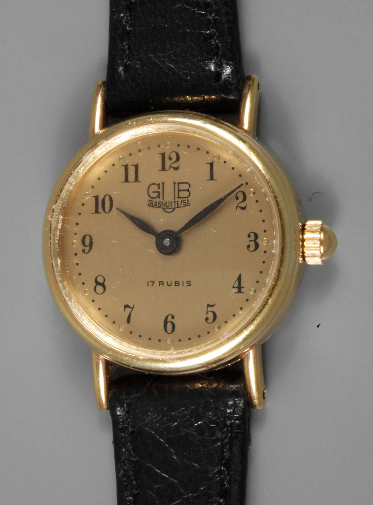 Goldene Damenarmbanduhr Glashütte