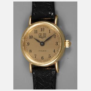 Goldene Damenarmbanduhr Glashütte