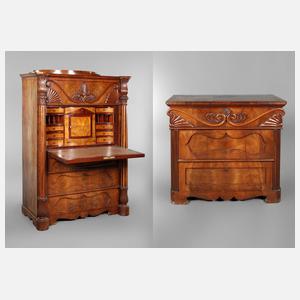 Außergewöhnlicher Biedermeiersekretär mit Kommode