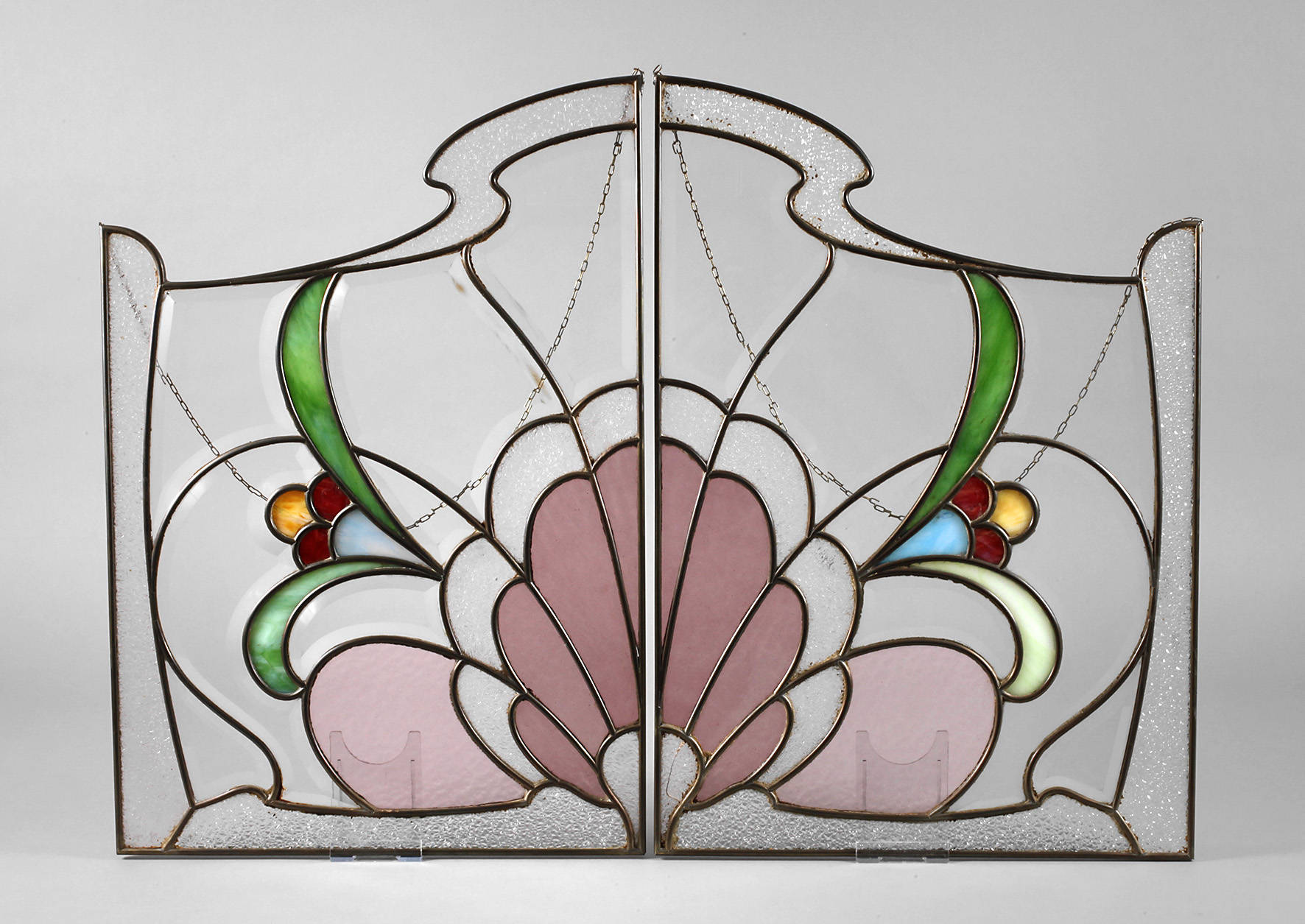 Paar Bleiglasscheiben Jugendstil