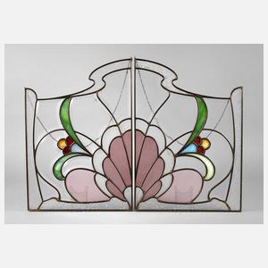 Paar Bleiglasscheiben Jugendstil