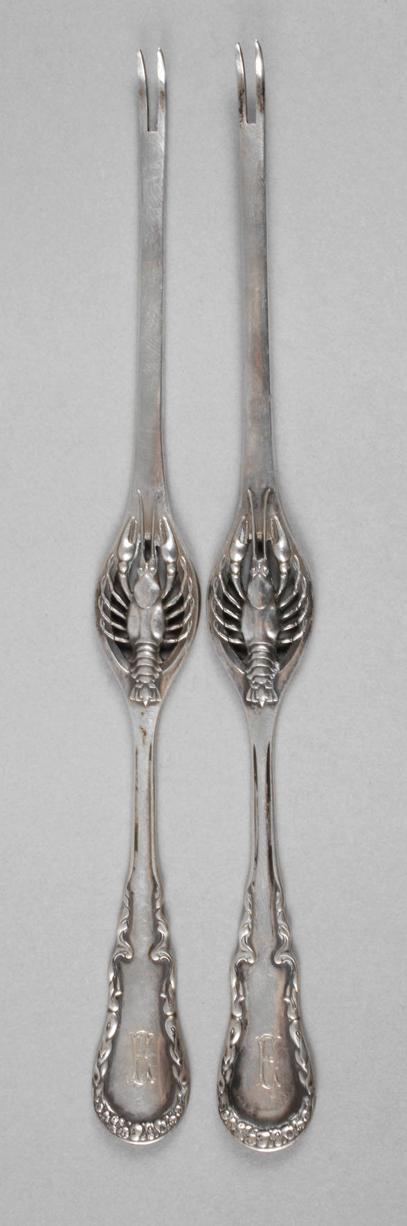 Zwei Hummergabeln Silber