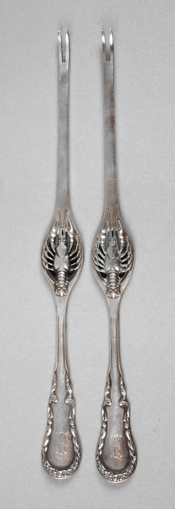 Zwei Hummergabeln Silber