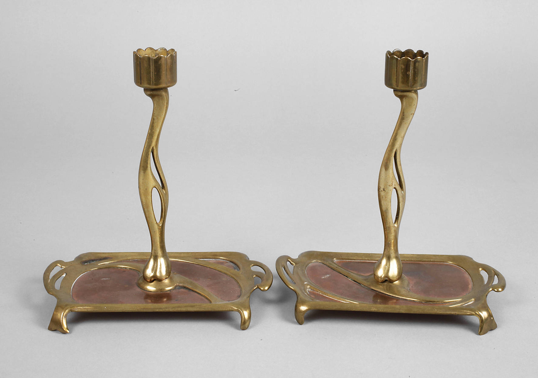 Paar Jugendstilleuchter Bronze