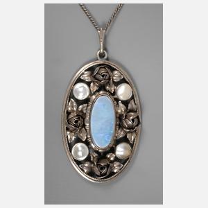 Silberanhänger mit Edelopal und Perlen