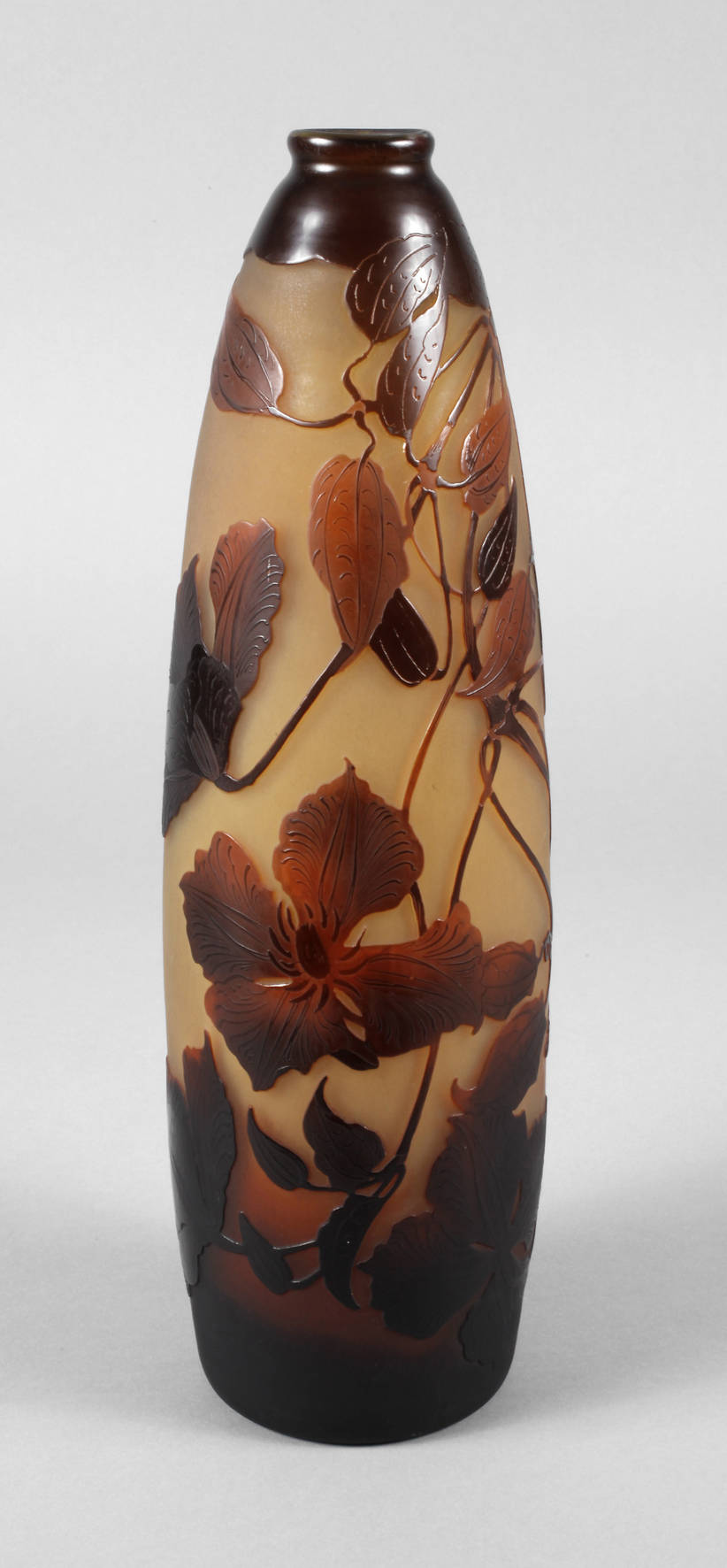 Emile Gallé große Ätzglasvase