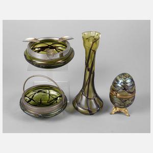 Glasfabrik Elisabeth vier Teile Jugendstil