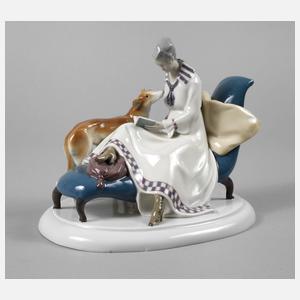 Goebel Jugendstildame mit Windspiel