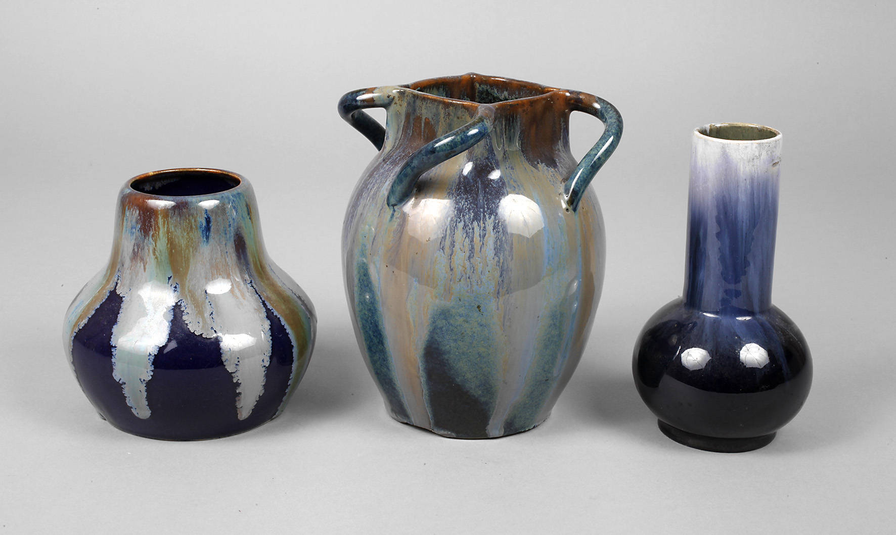 Bürgel drei Laufglasurvasen