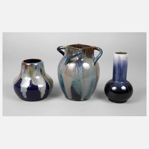 Bürgel drei Laufglasurvasen