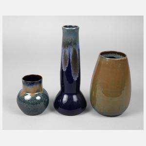 Bürgel drei Laufglasurvasen