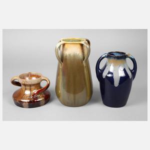 Bürgel drei Laufglasurvasen