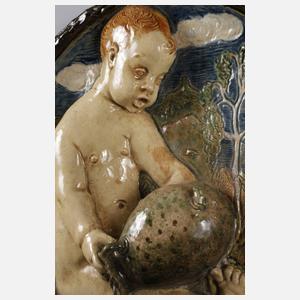 Karlsruhe Wandbrunnen Majolika